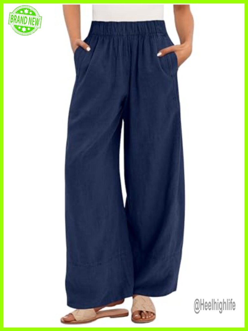 Wide Leg Linen Blend Palazzo Pants Boho Lounge Trousers